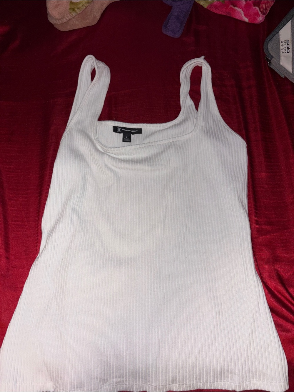 INC International Concepts White Ribbed Tank Top - Women's Sleeveless Scoop Neck